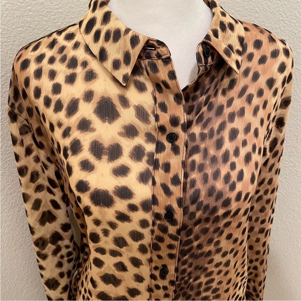 Dkny Leopard Print Button-Down Blouse Women’s Sma… - image 3
